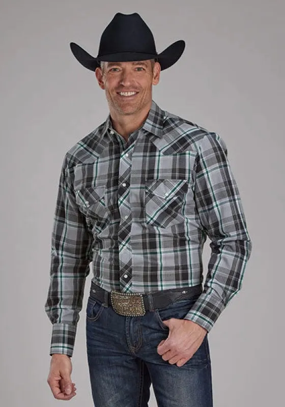 Roper 2105 Plaid Yokes (Grey) - Men's Western Shirt sold by Hat Country