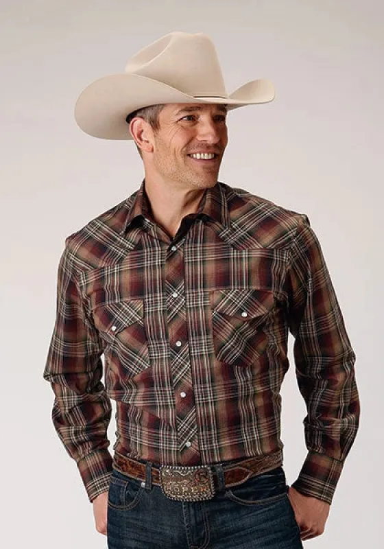 Roper 1885 Multi Plaid (Brown) - Men's Western Shirt sold by Hat Country