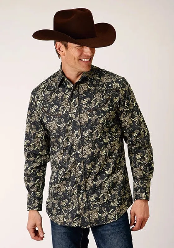 Roper 1720 Vintage Floral (Black) - Men's Western Shirt made by Roper