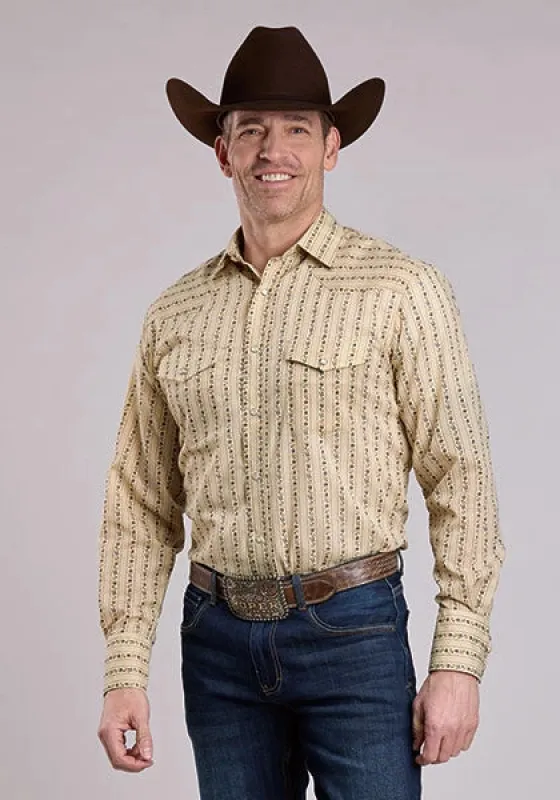 Roper 2661 Wallpaper Floral (Tan) - Men's Western Shirt sold by Hat Country