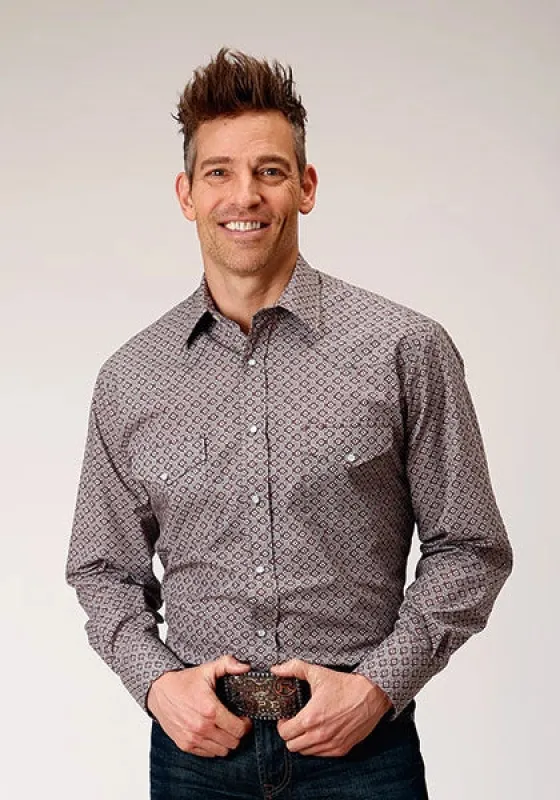 Roper 1888 Retro Print (Wine) - Men's Western Shirt sold by Hat Country