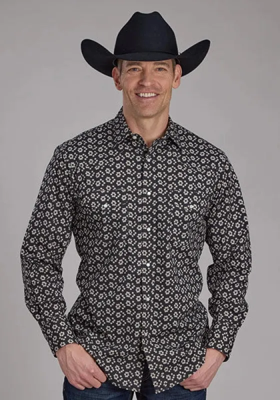 Roper 2286 Cream Floral (Black) - Men's Western Shirt sold by Hat Country