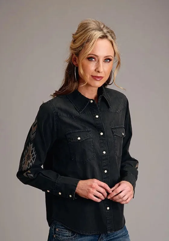 Stetson Boyfriend Fit (Black) - Women's Denim Shirt sold by Hat Country
