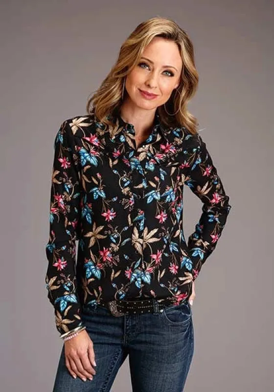 Stetson 00897 Feather Floral (Black) - Women's Blouse sold by Hat Country