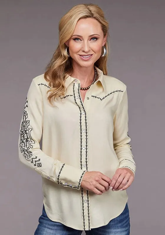 Stetson 2098 Twill Western (Cream) - Women's Blouse made by Stetson