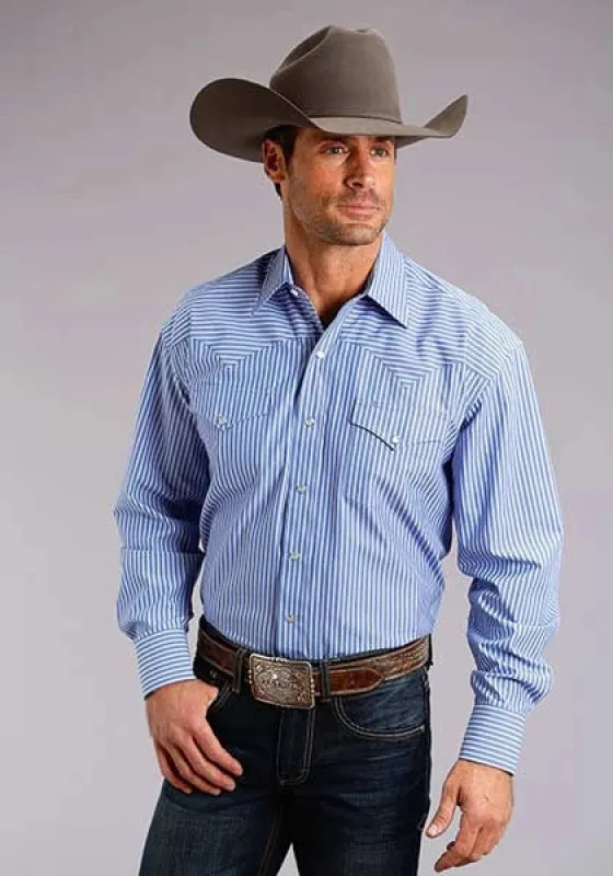 Stetson 0898 Candy Stripe (Blue) - Men's Western Shirt sold by Hat Country