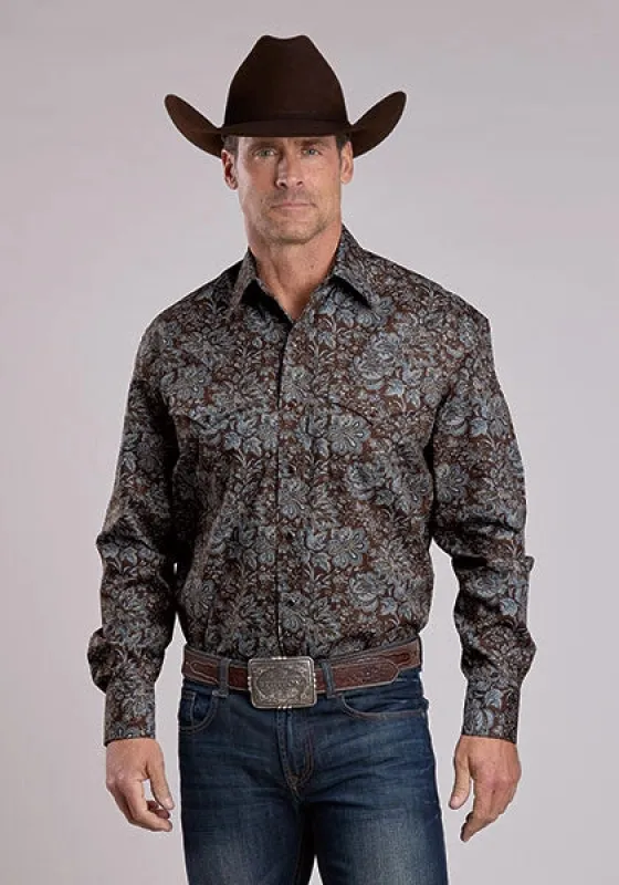 Stetson 2575 Fall Paisley (Brown) - Men's Western Shirt made by Stetson