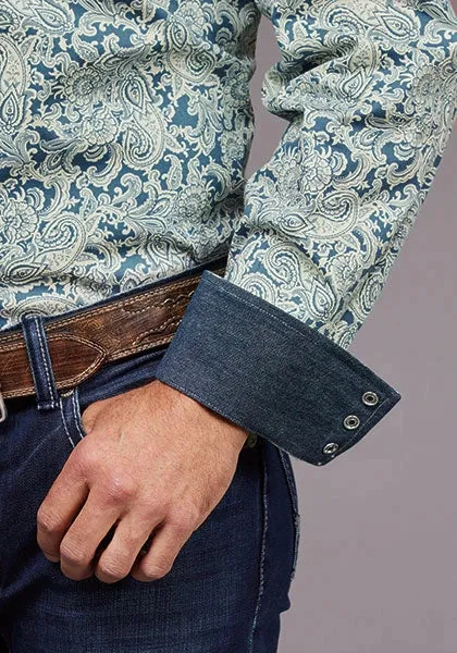 Stetson 2034 Tonal Paisley (Blue) - Men's Western Shirt sold by Hat Country product image thumbnail 3