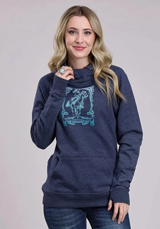 Tin Haul Art Nouveau Horse Print (Navy) - Women's Hoodie Sweatshirt sold by Hat Country