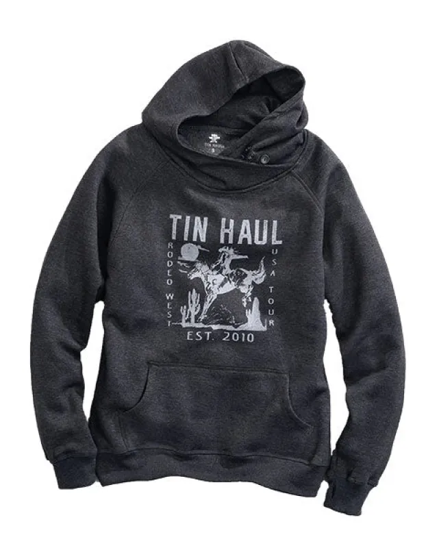 Tin Haul Bronco Print (Grey) - Women's Hoodie Sweatshirt sold by Hat Country