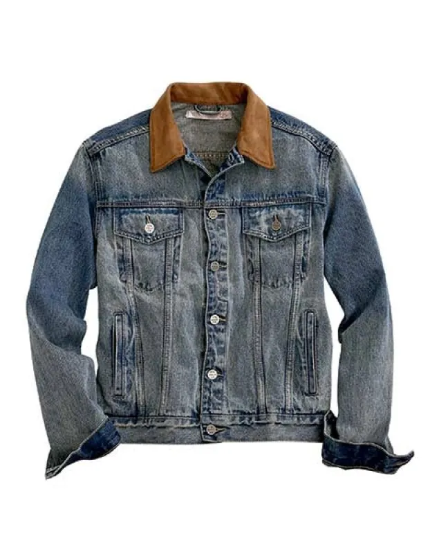 Tin Haul Suede Collar (Light Wash) - Men's Denim Jacket sold by Hat Country