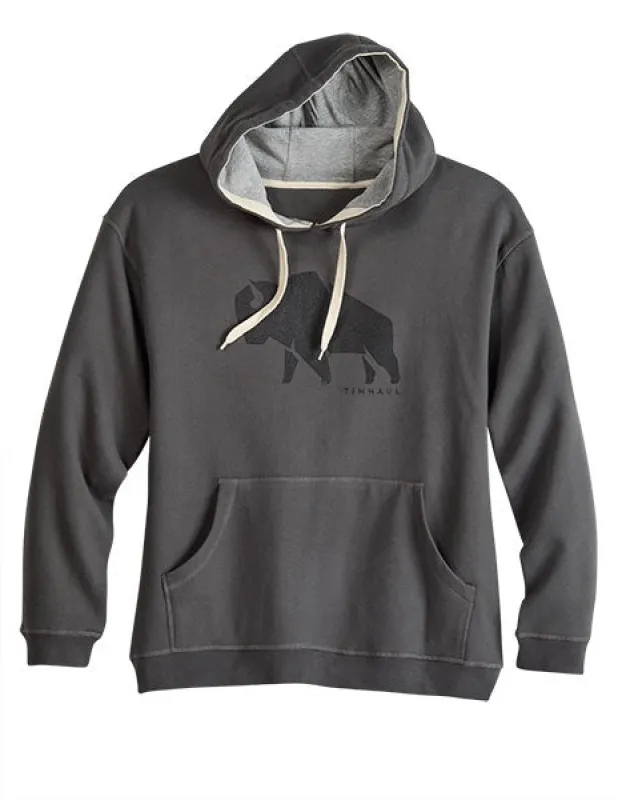 Tin Haul Bison Silhouette (Grey) - Men's Hoodie Sweatshirt sold by Hat Country