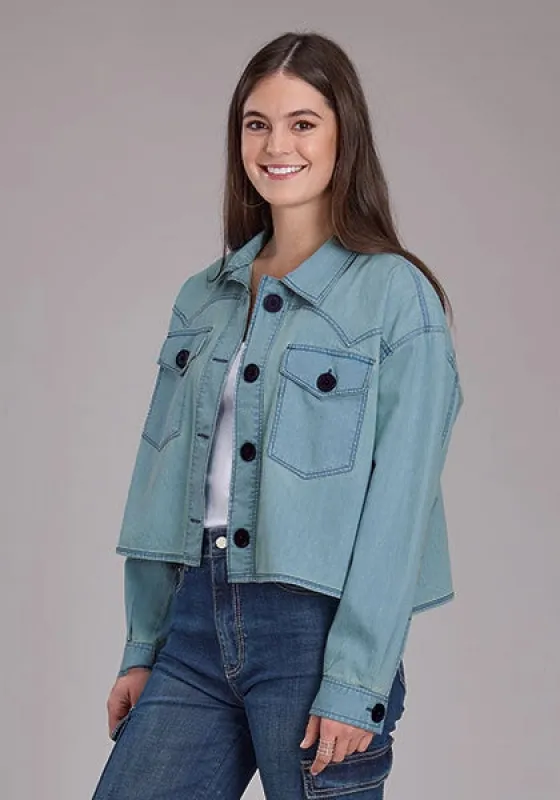 Roper 2450 Cropped (Blue) - Women's Denim Jacket made by Roper