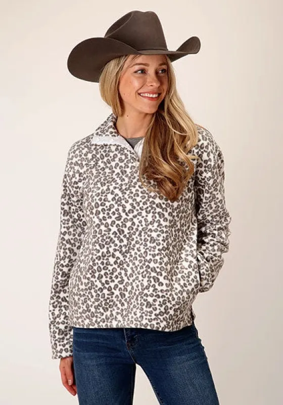 Roper 1816 Polar (Leopard) - Women's Fleece Pullover sold by Hat Country