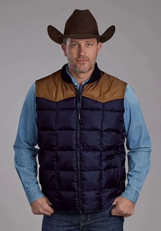 Roper 1473 Poly Filled (Brown/Navy) - Men's Vest sold by Hat Country