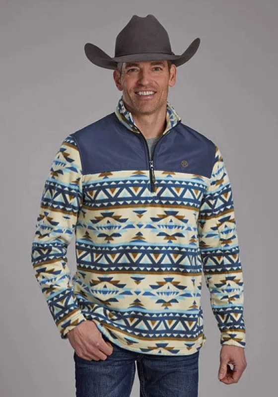 Roper 2321 Aztec (Navy) - Men's Fleece Pullover sold by Hat Country