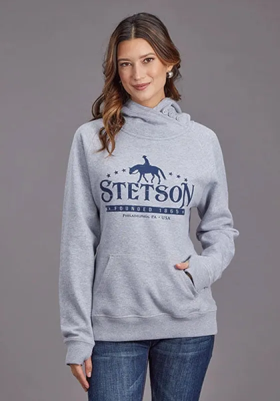 Stetson Rider Logo (Grey) - Women's Hoodie Sweatshirt sold by Hat Country