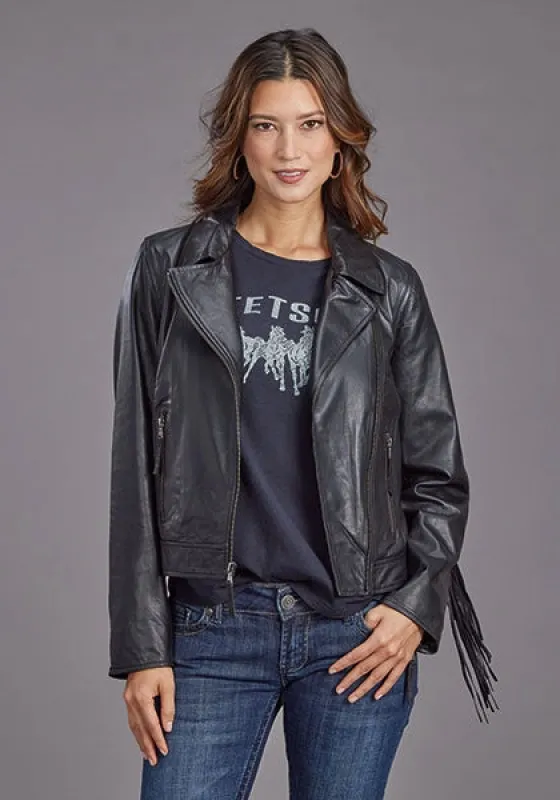 Stetson Asymmetrical Zip Motorcycle (Black) - Women's Leather Jacket sold by Hat Country