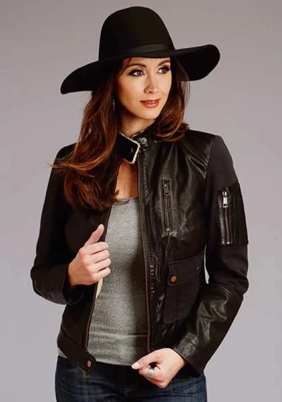 Stetson Novelty Solid Smooth (Black) - Women's Leather Jacket made by Stetson