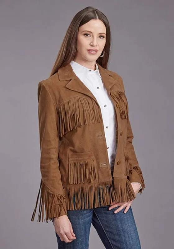 Stetson Fringed Straight Front (Brown) - Women's Lamb Suede Jacket sold by Hat Country