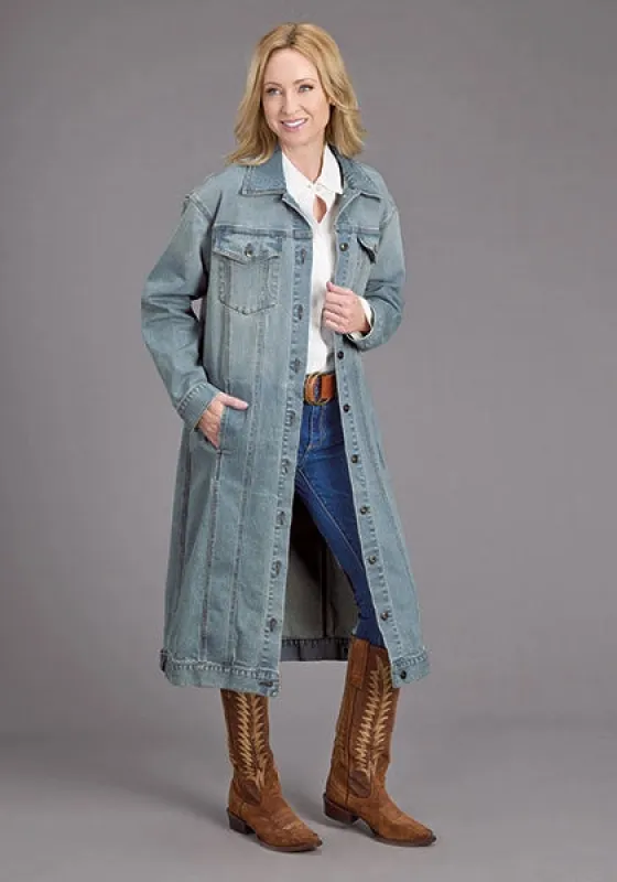 Stetson Stretch Maxi Length (Light Wash) - Women's Denim Jacket made by Stetson
