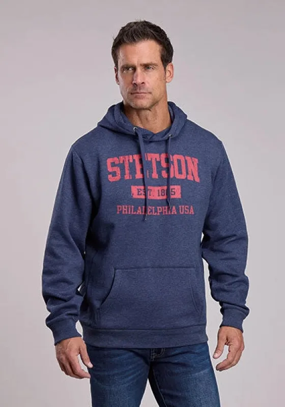 Stetson Red Philadelphia USA Logo (Blue) - Men's Hoodie Sweatshirt made by Stetson