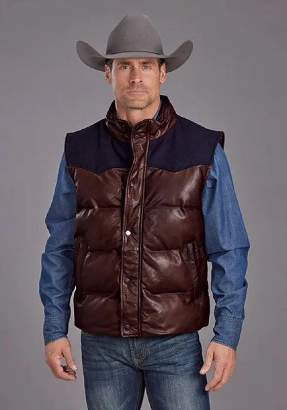 Stetson Smoothed Brunish Quilted (Brown) - Men's Leather Vest sold by Hat Country