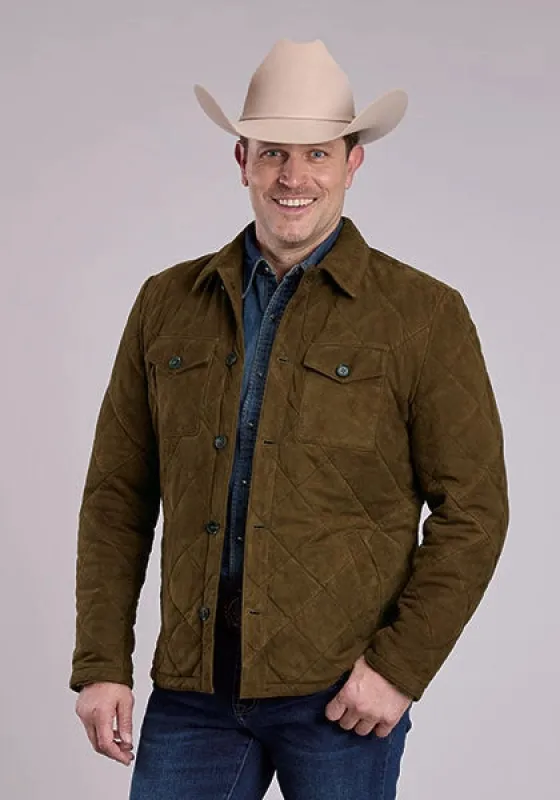 Stetson Novelty Solid Diamond Quilt (Brown) - Men's Suede Jacket sold by Hat Country