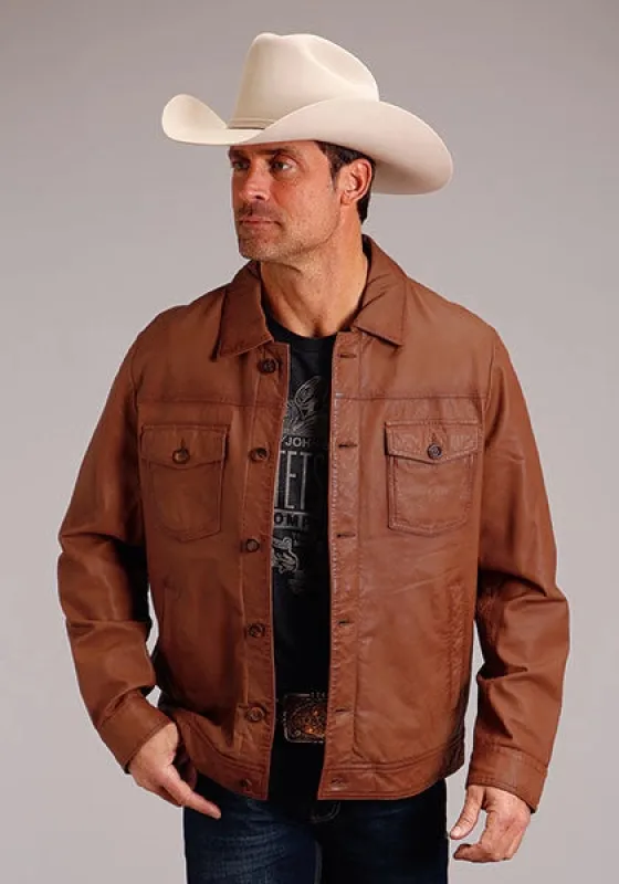 Stetson Novelty Solid Smooth (Brown) - Men's Leather Jacket sold by Hat Country