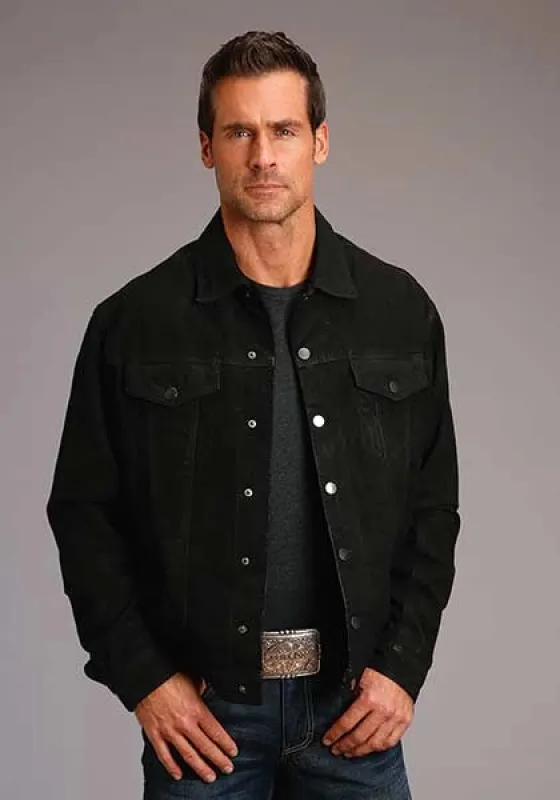 Stetson Novelty Solid Distressed (Black) - Men's Leather Jacket sold by Hat Country