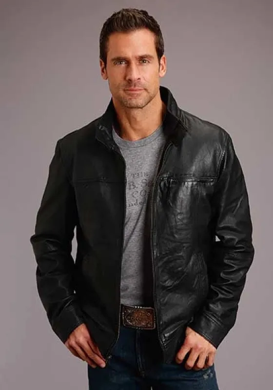 Stetson Novelty Solid Smooth Leather (Black) - Men's Leather Jacket sold by Hat Country