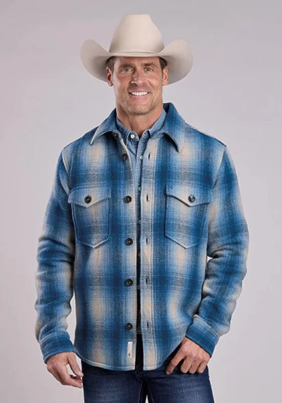 Stetson 2 Pocket Plaid (Blue) - Men's Wool Shirt Jacket sold by Hat Country