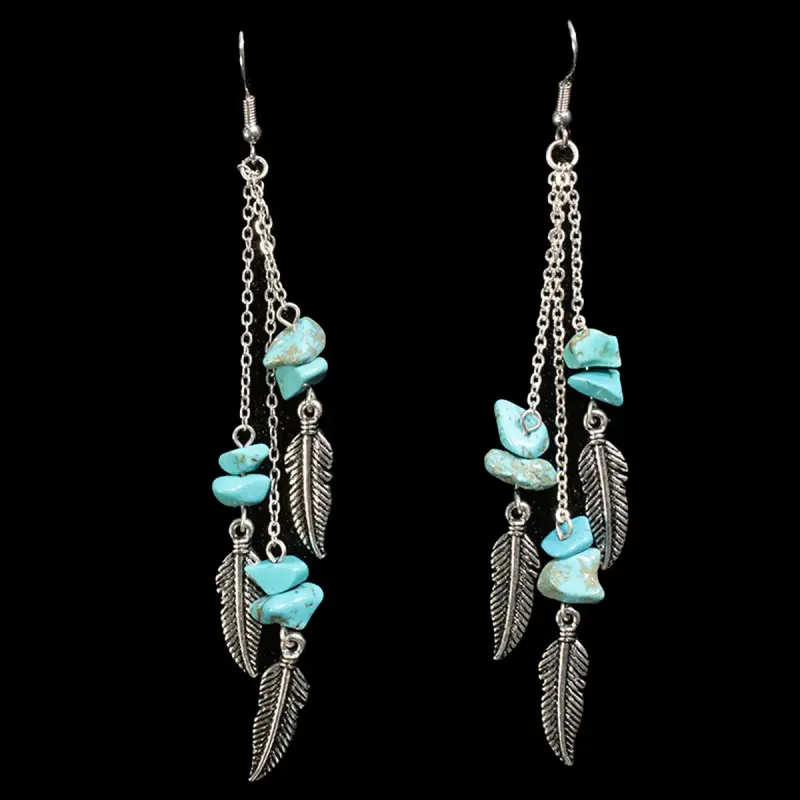 Turquoise Feather - Women's Earrings Set sold by Hat Country