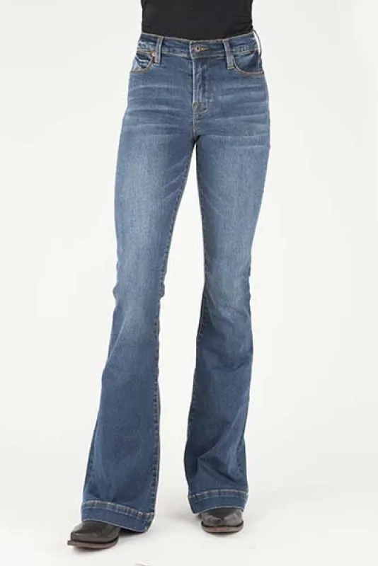 Stetson 921 High Waist Flare Fit (Brown/Medium Wash) - Women's Jeans sold by Hat Country