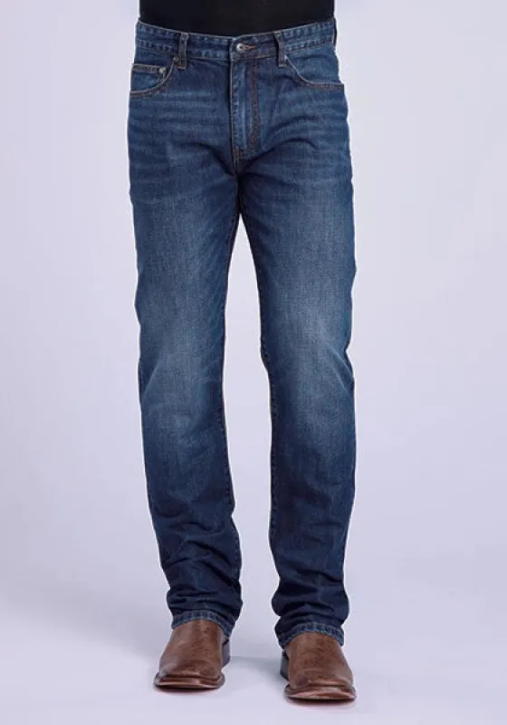 Stetson 1210 Straight Fit (Orange/Dark Wash) - Men's Jeans made by Stetson