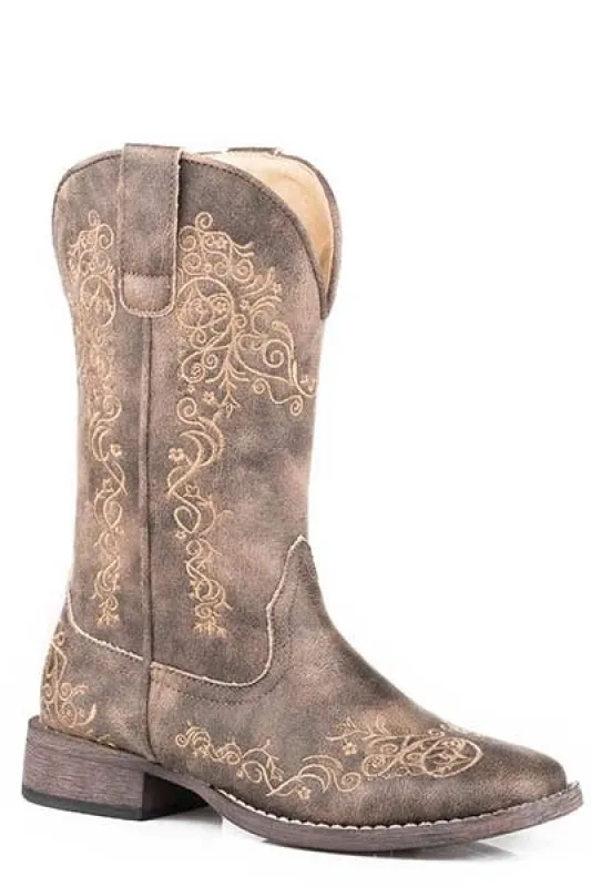 Roper Riley Scroll Stockman (Brown) - Women's Cowgirl Boot made by Roper