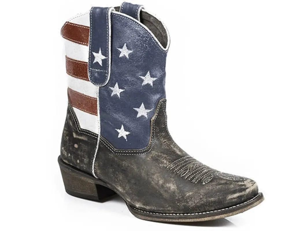 Roper American Beauty (Brown) - Women's Ankle Cowgirl Boot made by Roper