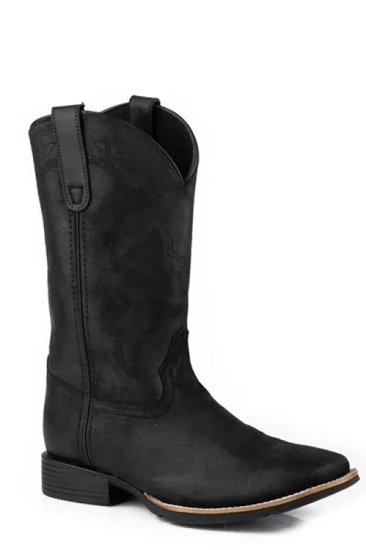 Roper Monterey (Black) - Men's Suede Cowboy Boot sold by Hat Country