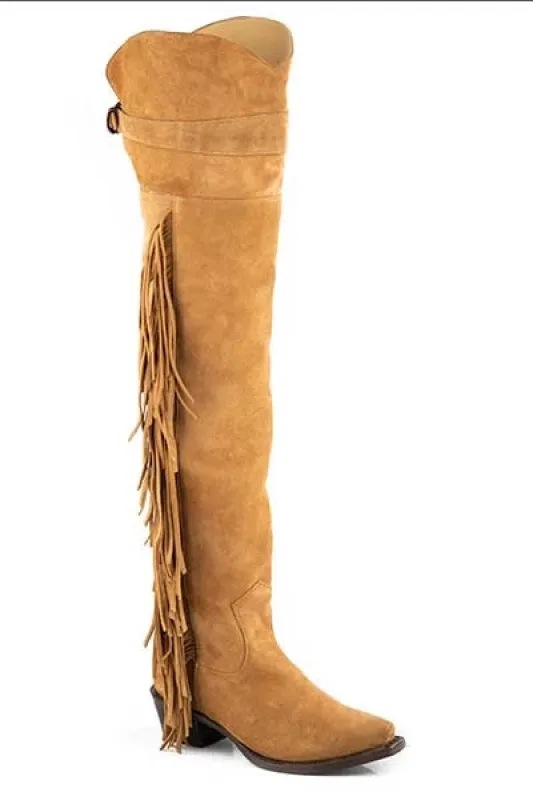 Stetson Glam (Tan) - Women's Suede Leather Cowgirl Boot sold by Hat Country