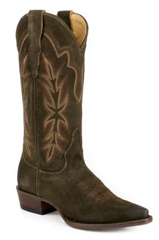 Stetson Casey (Brown) - Women's Suede Leather Cowgirl Boot made by Stetson