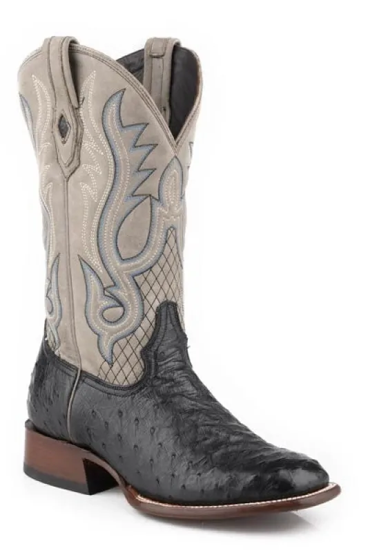 Stetson Ozzy (White/Black) - Men's Ostrich Cowboy Boot sold by Hat Country