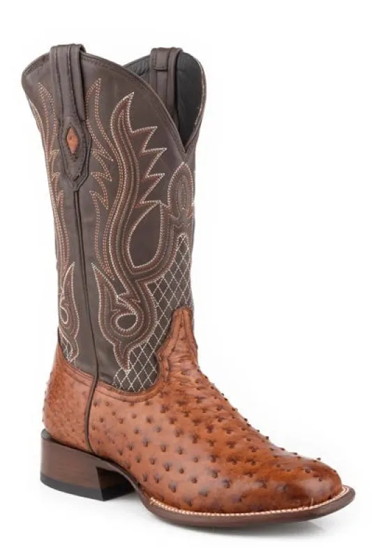 Stetson Ozzy (Brown) - Men's Ostrich Cowboy Boot sold by Hat Country