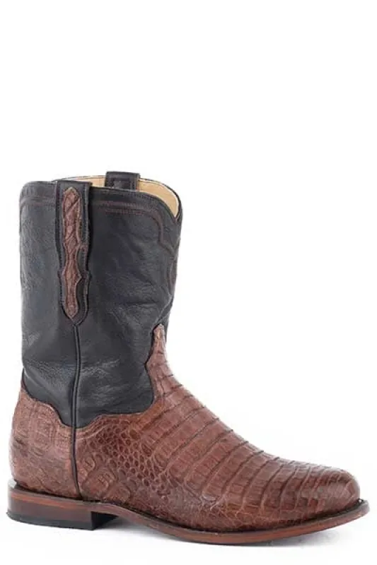 Stetson Puncher Exotic (Brown) - Men's Caiman Cowboy Boot made by Stetson