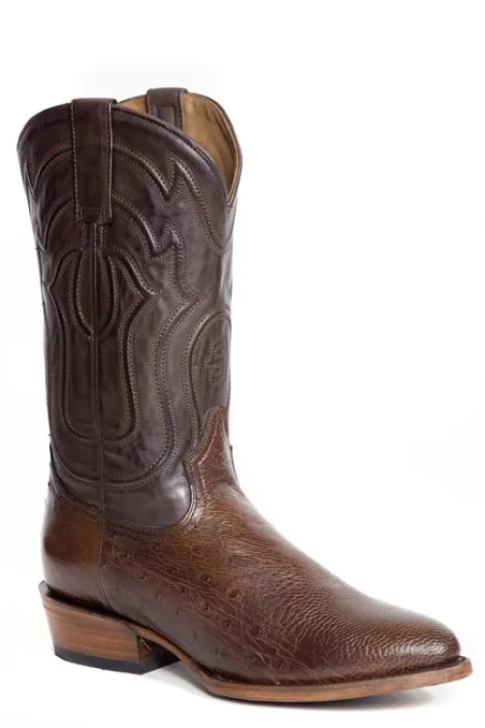 Stetson Wyatt (Brown) - Men's Ostrich Cowboy Boot sold by Hat Country