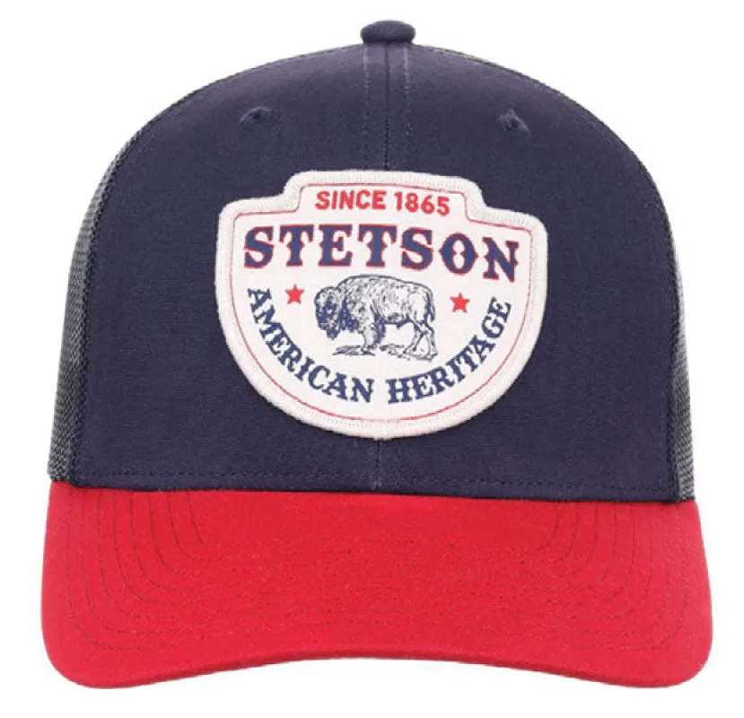 Stetson American Heritage Bison (Navy/ Red) - Trucker Cap made by Stetson