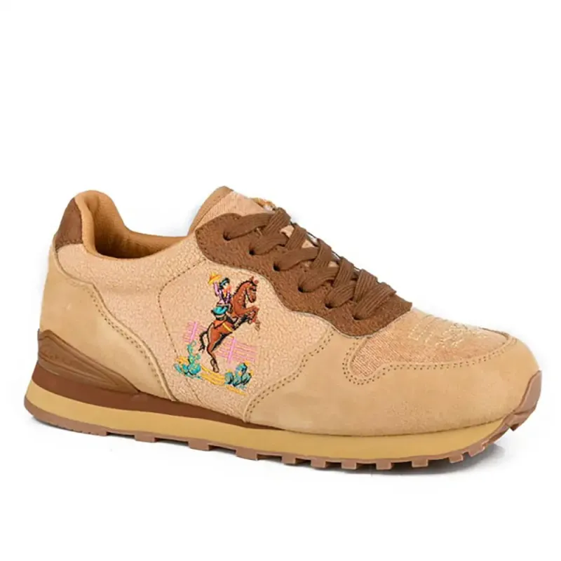 Roper Giddyup Rider Jogger (Tan) - Women's Lace Up Suede Sneaker made by Roper