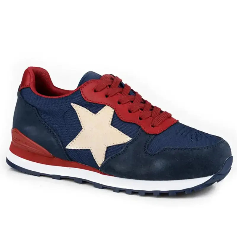 Roper Giddyup Star Jogger (Blue) - Women's Lace Up Suede Leather Sneaker sold by Hat Country