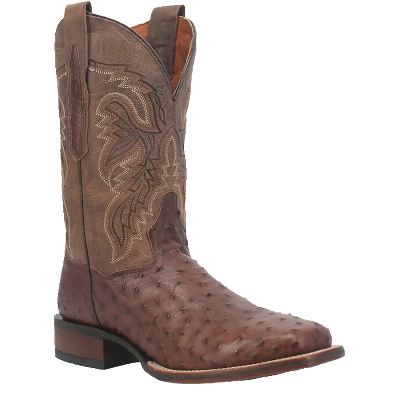 Dan Post Alamosa (Chocolate/Brown) - Men's Ostrich Skin Leather Cowboy Boots sold by Hat Country