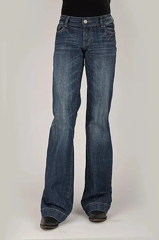 Tin Haul 460 Ella Fit Double Gold Loop Pocket ( Denim Dark Wash ) - Women's Jeans sold by Hat Country