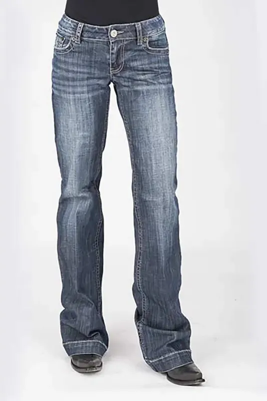 Tin Haul 460 Ella Fit Curved Pocket ( Denim Medium Wash ) - Women's Jeans made by Hat Country